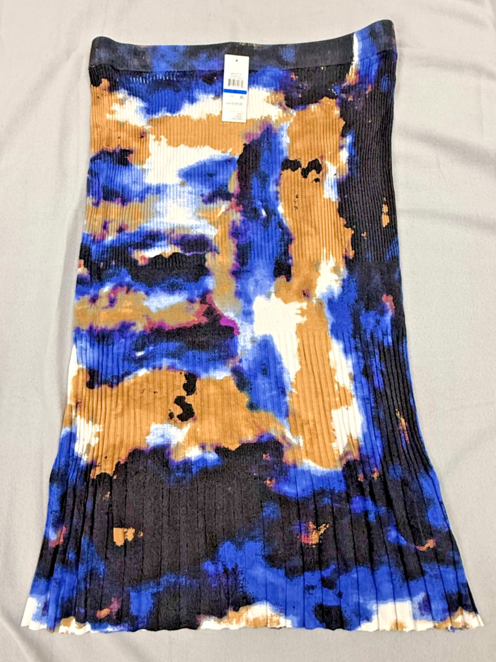 DKNY Womens XL Pleated Knit Midi Skirt Clouded Inkblot Print NWT $109